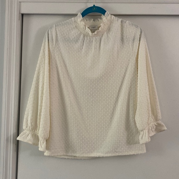 J. Crew Factory Tops - JCrew Clip-dot ruffle blouse